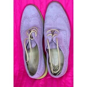 Shoes Cole Haan Lunargrand Wingtip Suede Oxford Grey & Lime Green